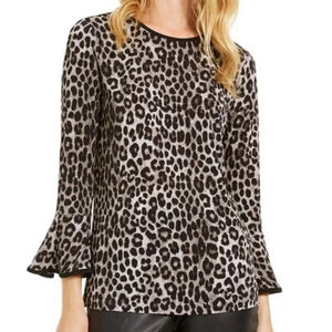 Michael Kors Leopard Animal Print Bell‎ Sleeve Women’s Size Medium